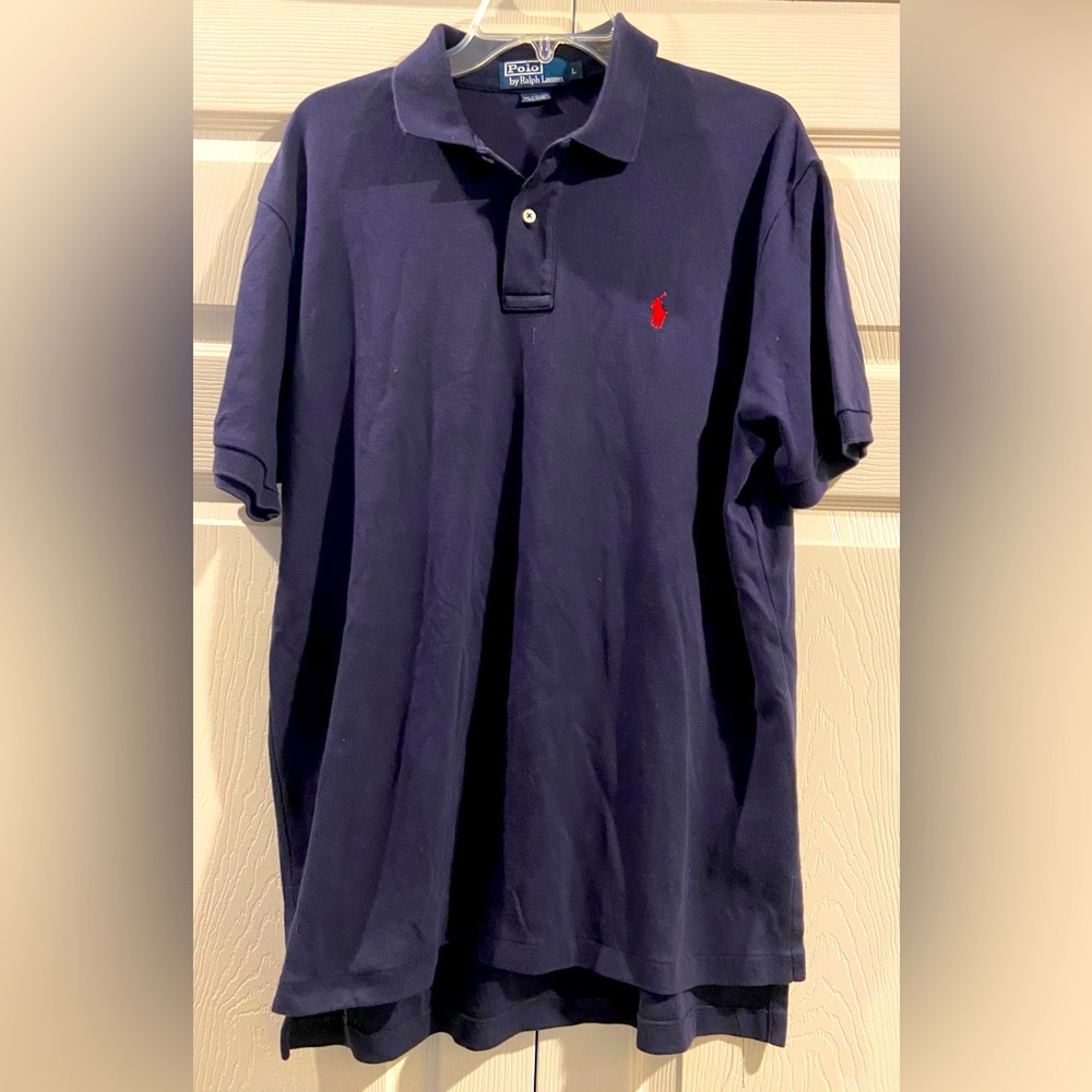 Polo Ralph Lauren Shirt Mens Large Navy Red Pony Embroidered Preppy Top